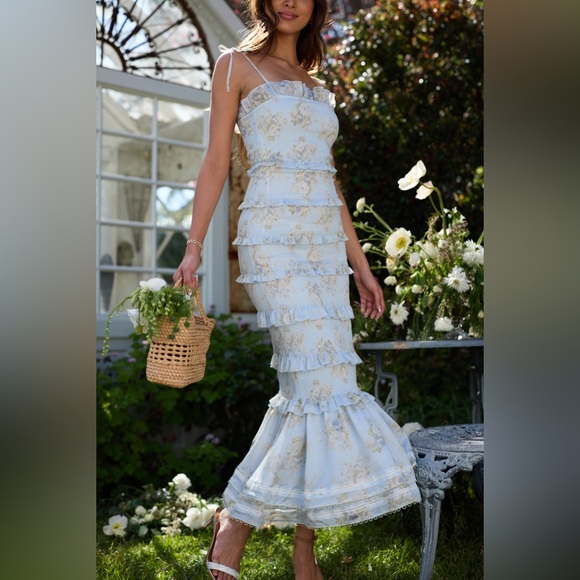 V chapman geranium dress in Victorian blue roses - Picture 4 of 6